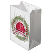 Sac Cadeau Moyen Pine Aigle Wreath Rouge 1er anniversaire Mariage (Devant Angle)