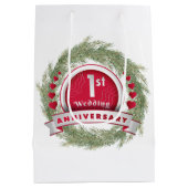 Sac Cadeau Moyen Pine Aigle Wreath Rouge 1er anniversaire Mariage (Dos)