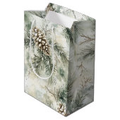Sac Cadeau Moyen Pine Cones Green Christmas   (Dos Angle)