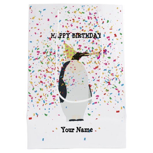 Sac Cadeau Moyen Pingouin - Animaux à la fête d'anniversaire (Dos)