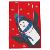 Sac Cadeau Moyen Pingouin de Noël en rouge (Dos)