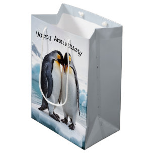 Sac Cadeau Moyen Pingouins Anniversaires Sur Un Glacier