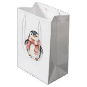 Sac Cadeau Moyen Pingouins de menthe rouge de Noël (Dos Angle)