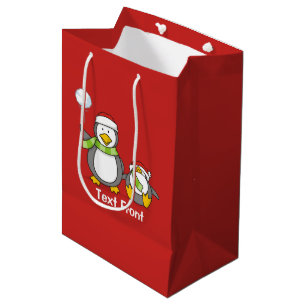 Sac Cadeau Moyen Pingouins de Noël
