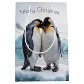 Sac Cadeau Moyen Pingouins De Noël Dans Les Snowflakes (Devant)