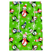 Sac Cadeau Moyen Pingouins d'hiver en Casquette (Dos)