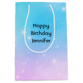 Sac Cadeau Moyen Pink and Blue Pastel Gradient Sky Anniversaire (Devant)