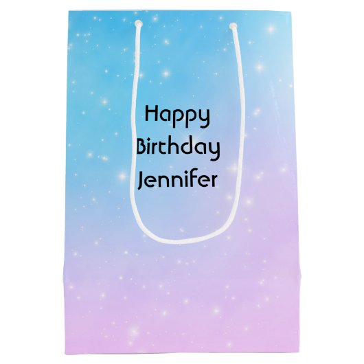 Sac Cadeau Moyen Pink and Blue Pastel Gradient Sky Anniversaire (Dos)