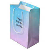 Sac Cadeau Moyen Pink and Blue Pastel Gradient Sky Anniversaire (Dos Angle)