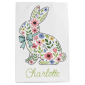 Sac Cadeau Moyen Pink and Blue Wildflower Easter Rabbit (Devant)