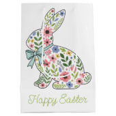 Sac Cadeau Moyen Pink and Blue Wildflower Easter Rabbit (Dos)