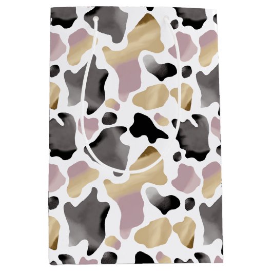 Sac Cadeau Moyen Pink and Gold Cow Imprimer Cadeau Anniversaire (Devant)