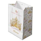 Sac Cadeau Moyen Pink and Gold Princess Anniversaire (Devant Angle)
