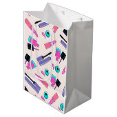 Sac Cadeau Moyen Pink and Purple Make Up Cosmetics Pattern (Devant Angle)