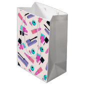 Sac Cadeau Moyen Pink and Purple Make Up Cosmetics Pattern (Dos Angle)