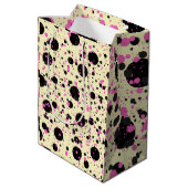 Sac Cadeau Moyen Pink & Black Polka Dot Glam Pattern (Dos Angle)