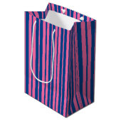 Sac Cadeau Moyen Pink Blue Stylish Stripes Pattern Design  (Devant Angle)