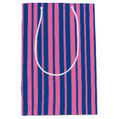 Sac Cadeau Moyen Pink Blue Stylish Stripes Pattern Design  (Devant)