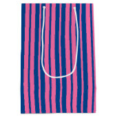 Sac Cadeau Moyen Pink Blue Stylish Stripes Pattern Design  (Dos)