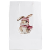 Sac Cadeau Moyen Pink Bunny Rabbit Christmas  (Dos)