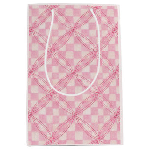 SAC CADEAU MOYEN "PINK CHECK QUILT" / ROSE PÂLE