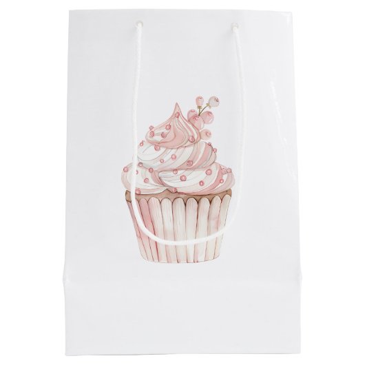 Sac Cadeau Moyen Pink Chic Cupcake Anniversaire (Dos)