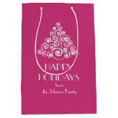 Sac Cadeau Moyen Pink Christmas White Christmas Tree Message (Devant)