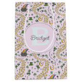 Sac Cadeau Moyen Pink Cute n'Curvy Shamrocks Nom du bébé St patrick (Devant)