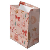 Sac Cadeau Moyen Pink Festive Christmas Whimsical Pattern Gift Bag (Devant Angle)