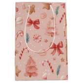 Sac Cadeau Moyen Pink Festive Christmas Whimsical Pattern Gift Bag (Devant)