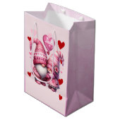 Sac Cadeau Moyen Pink Gnome Valentine Couple (Devant Angle)