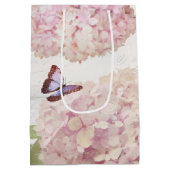Sac Cadeau Moyen Pink Hydrangea Floral Butterfly Script Art (Dos)