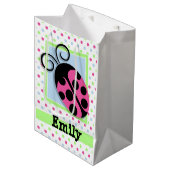 Sac Cadeau Moyen Pink Ladybug, Rose, Bleu, Vert, Pois (Devant Angle)