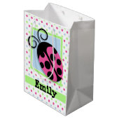Sac Cadeau Moyen Pink Ladybug, Rose, Bleu, Vert, Pois (Dos Angle)