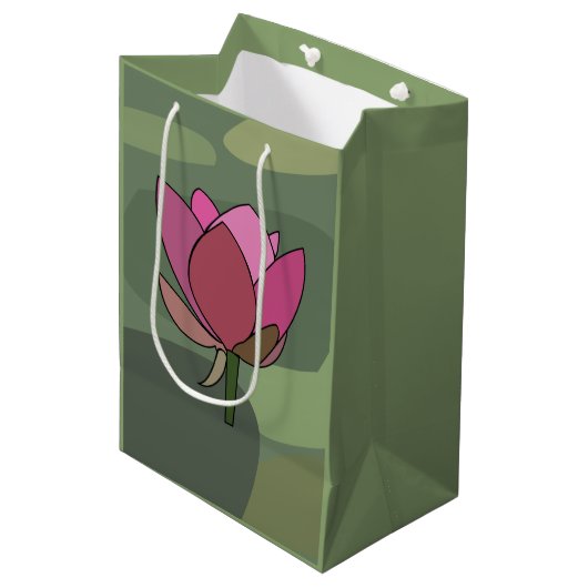 Sac Cadeau Moyen Pink Lotus Flower (Devant Angle)