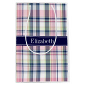 Sac Cadeau Moyen Pink Navy Green White Preppy (Devant)