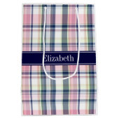 Sac Cadeau Moyen Pink Navy Green White Preppy (Dos)