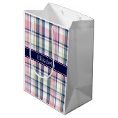 Sac Cadeau Moyen Pink Navy Green White Preppy (Dos Angle)
