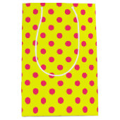 Sac Cadeau Moyen Pink On Yellow Polka Dots Pattern Design  (Devant)