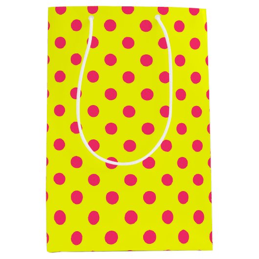 Sac Cadeau Moyen Pink On Yellow Polka Dots Pattern Design  (Devant)