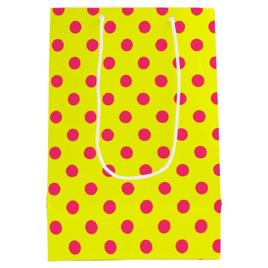 Sac Cadeau Moyen Pink On Yellow Polka Dots Pattern Design  (Dos)