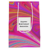 Sac Cadeau Moyen Pink Orange Swirls Résumé Design Anniversaire (Dos)