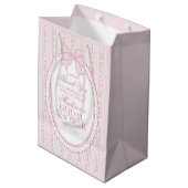 Sac Cadeau Moyen Pink Vintage Fancy Floral Bridal Shower Favors (Dos Angle)