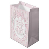 Sac Cadeau Moyen Pink Vintage Fancy Floral Bridal Shower Favors (Devant Angle)