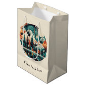 Sac Cadeau Moyen Pins nordiques & Pics, coutume (Devant Angle)