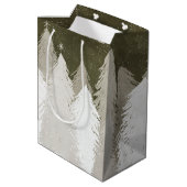 Sac Cadeau Moyen Pins recouverts de neige blanche et grise (Dos Angle)
