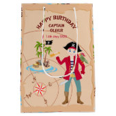 Sac Cadeau Moyen Pirate Boy Treasure Map Amusants Anniversaire Fête (Dos)