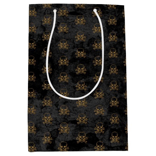 Sac Cadeau Moyen Pirate d'or noir Motif (Devant)