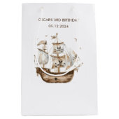 Sac Cadeau Moyen Pirate Ship Brown thème nautique Anniversaire (Devant)