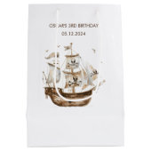 Sac Cadeau Moyen Pirate Ship Brown thème nautique Anniversaire (Dos)